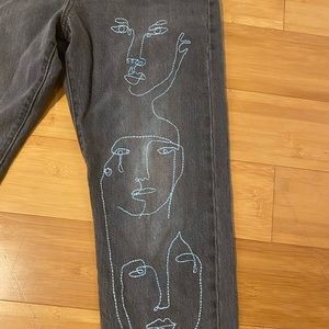 Levi’s wedgie straight embroidered jeans black